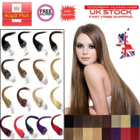 UK Stock 29 Color 100S 14"-26" Micro rings/loop hair remy human hair extensions