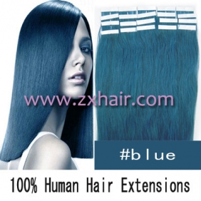 24" 70g Tape Human Hair Extensions #blue