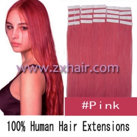 24" 70g Tape Human Hair Extensions #pink